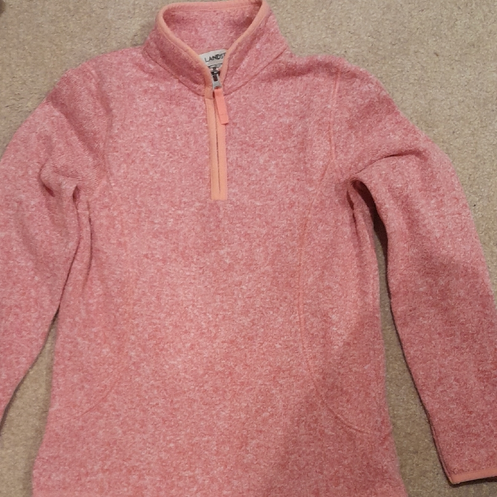 Lands' End Coral Quarter-Zip Fleece